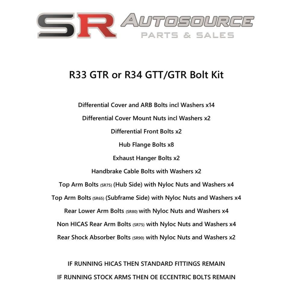 SR Autosource Zinc (Gold YZP Finish) Rear Subframe Hardware Kit for S and R Chassis