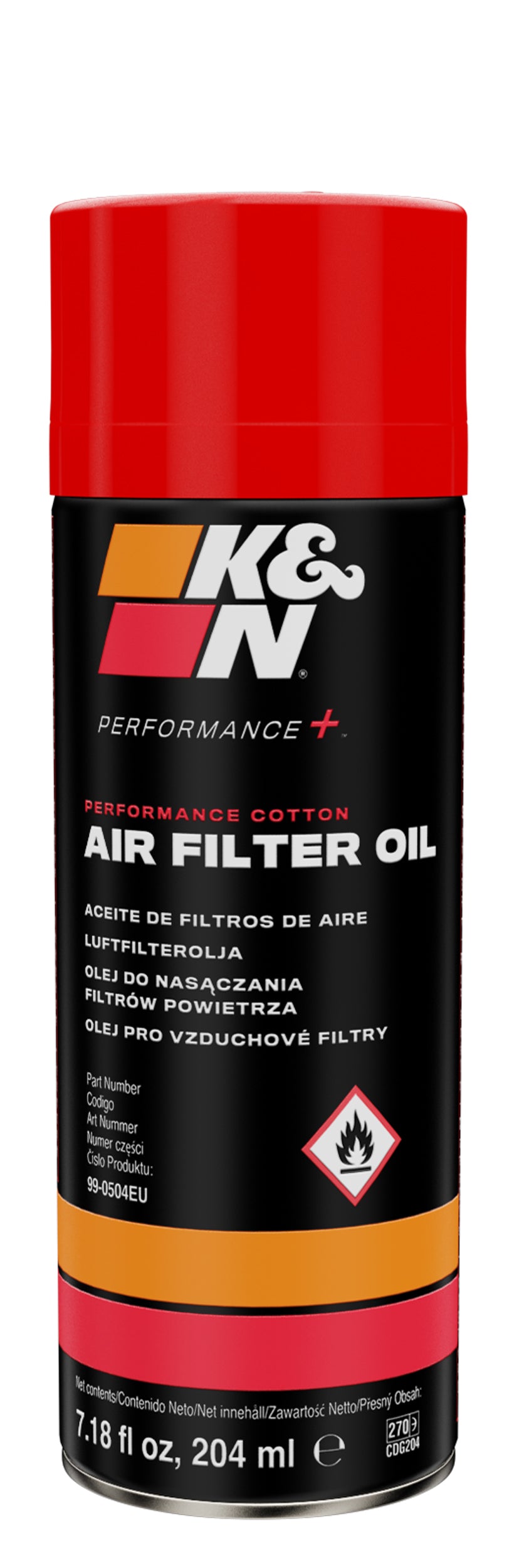 K&N Air Filter Oil - 7.18 oz  204ml Aerosol - International (99-0504EU)