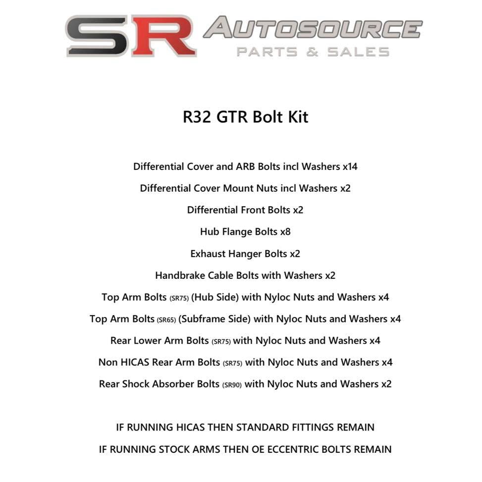 SR Autosource Zinc (Gold YZP Finish) Rear Subframe Hardware Kit for S and R Chassis
