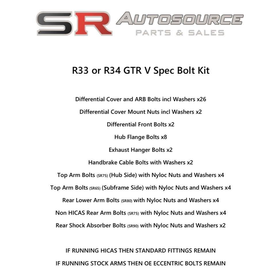 SR Autosource Zinc (Gold YZP Finish) Rear Subframe Hardware Kit for S and R Chassis